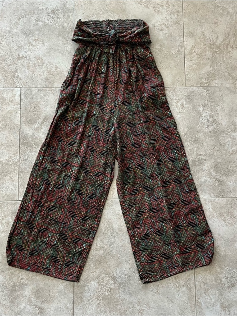 Free People Smocked Strapless Romper Jumpsuit Bohemian Hippy Vacation - Small
